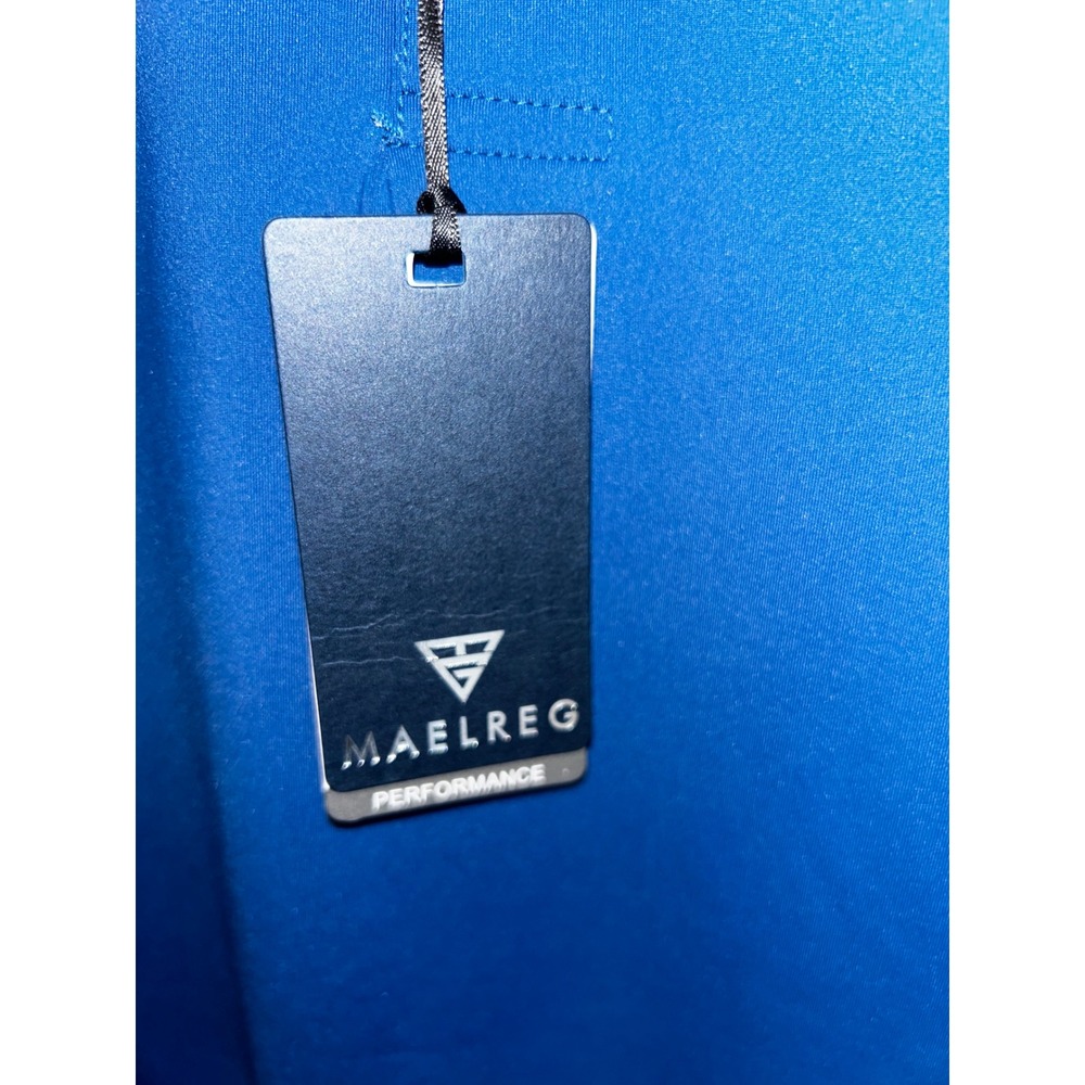 Maelreg Performance Polo Mens 2XL Blue Long Sleeve Wicking UPF 30 Golf Shirt NEW - Picture 2 of 7